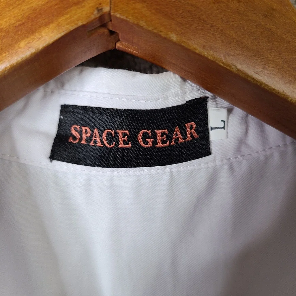 Space‎ Gear Shirt Boys Large White Button Down Rocket Scientist NASA Cotton
